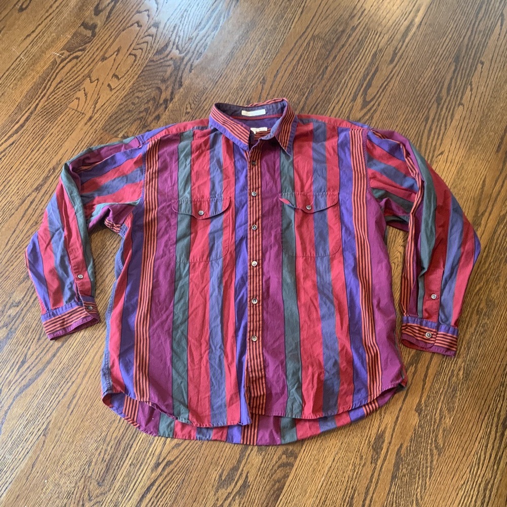 VTG Perry Ellis Men's Shirt Sz XL 90s Y2K Colorful Button Down 100% Cotton